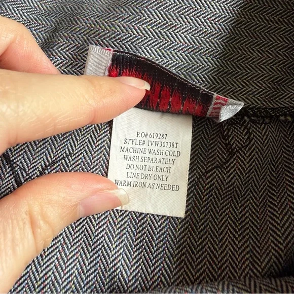 Heart soul Herringbone Gray Ruffled Mini Skirt Size Small S or 3 Academia Siren - Picture 5 of 8